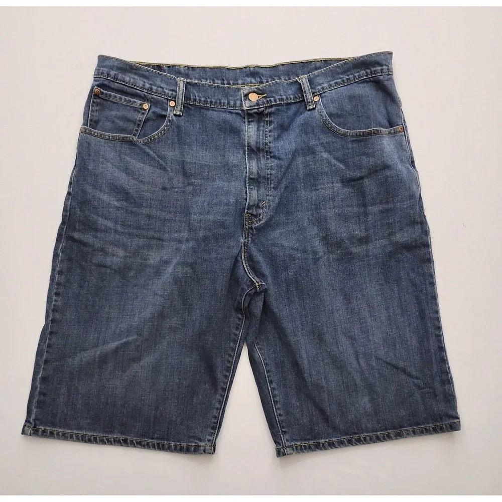 Levis 569 Loose Straight Blue Jean Shorts Size 40 Dark Wash 12in inseam